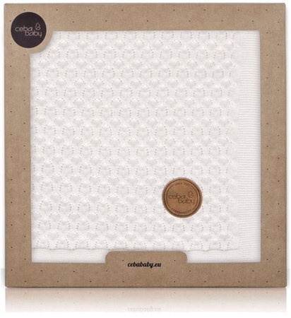Ceba Baby Kocyk Dziany w Opakowaniu Prezentowym 90x90 Fale Kremowy