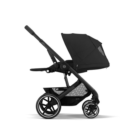 Cybex Balios S Lux Wózek Głęboko-Spacerowy Moon Black 2023 Rama Czarna + Cybex Aton B2 i-Size 0-13kg + Baza One Volcano Black