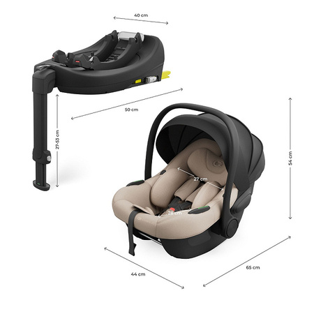 Kinderkraft Zestaw 3w1 Endura Safe Modular System Fotelik Samochodowy 0-36 kg Beżowy