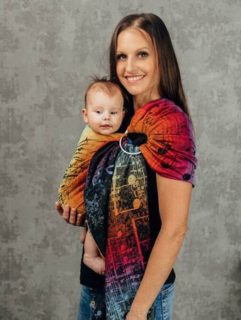 LennyLamb Chusta Kółkowa Splot Żakardowy Noszenia Dzieci Symfonia Tęczowa Dark  1,8m 100% Bawełna