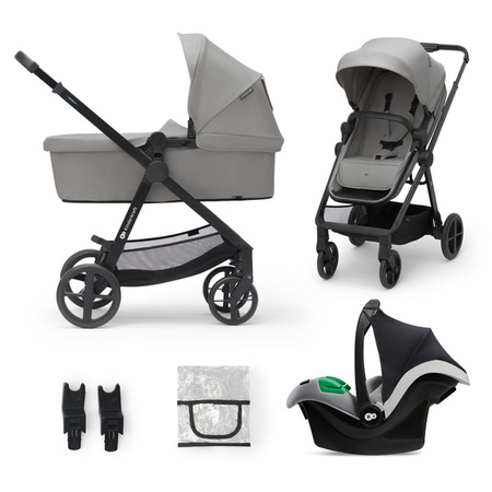 Kinderkraft Newly Mink Pro 3w1 Wózek Głęboko-Spacerowy + Fotelik Samochodowy 0-13kg Moonlight Grey