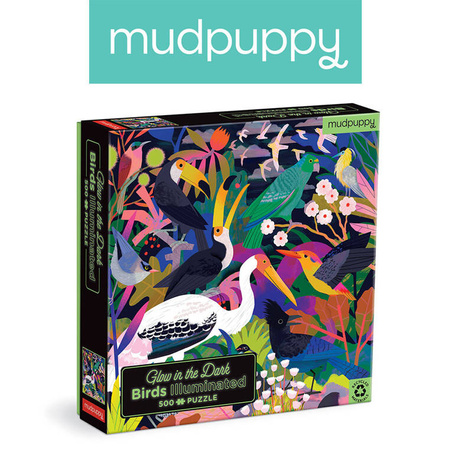 Mudpuppy Puzzle rodzinne świecące w ciemności Ptaki 500 elementów 8+