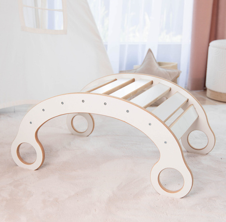 GUGI Bujak Drewniany Montessori Mały M + Poduszka Welurowa Beż