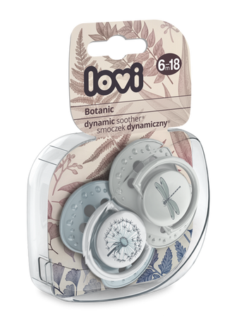 Lovi Dynamiczny Smoczek Uspokajający Silikonowy 6-18m 2szt. 22/871 Botanic Boy