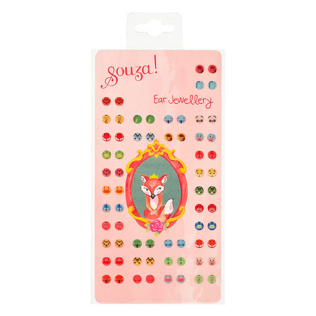 Souza! Kolczyki samoprzylepne Zwierzątka 33 pary (opakowanie zbiorcze 12 kompletów)