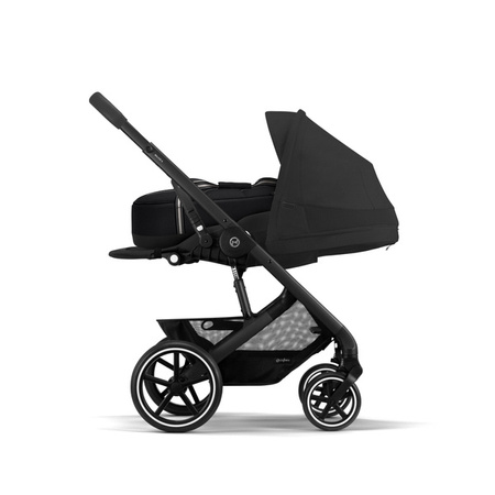 Cybex Balios S Lux Wózek Głęboko-Spacerowy Moon Black 2023 Rama Czarna + Cybex Aton B2 i-Size 0-13kg + Baza One Volcano Black