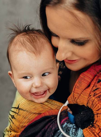 LennyLamb Chusta Kółkowa Splot Żakardowy Noszenia Dzieci Symfonia Tęczowa Dark  1,8m 100% Bawełna