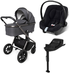 Muuvo Quick SE 2 Wózek Głęboko-Spacerowy Diamond Graphite + Cybex Aton B2 i-Size Fotelik Samochodowy 0-13kg + Baza One Volcano Black