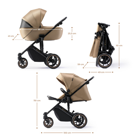 Kinderkraft Prime 2 PRO Wózek Głęboko-Spacerowy 3w1 Sandrose Beige + fotelik