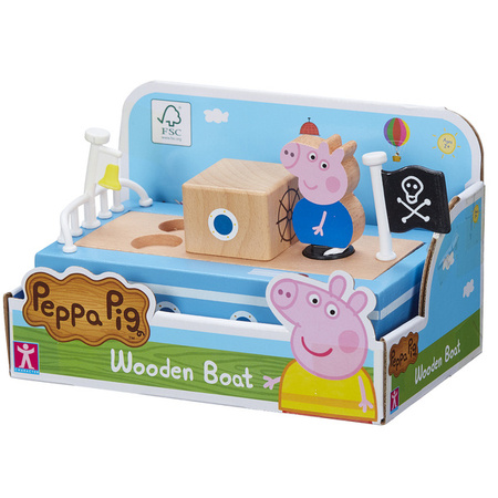 Tm Toys Peppa Drewniana Łódka z Figurką