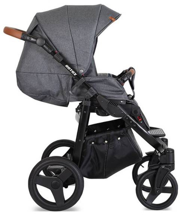 Kunert Rotax Wózek Głęboko-Spacerowy Grafit + Len Biała Rama Koła Żelowe