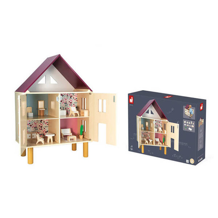 Janod Drewniany Domek Dla Lalek z 11 akcesoriami 3+ Twist
