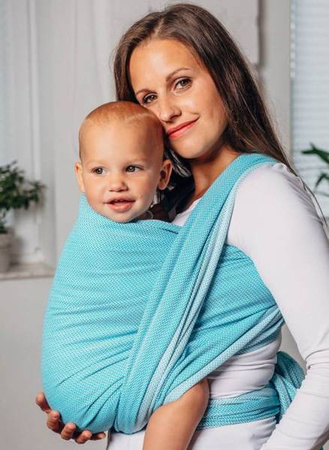 LennyLamb Moja Druga Chusta Do Noszenia Dzieci, Tkana Splotem Jodełkowym  M Mała Jodełka Turkusowy