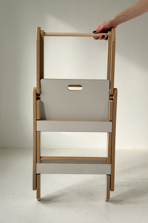 Baby Wood Kitchen Helper Składany Szary