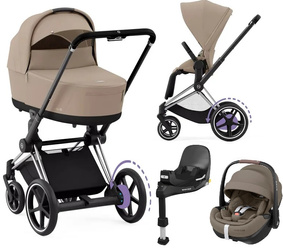 Cybex e-Priam 4.0 Wózek Głęboko-Spacerowy + Maxi-Cosi Pebble 360 Pro2 Fotelik Samochodowy + Baza