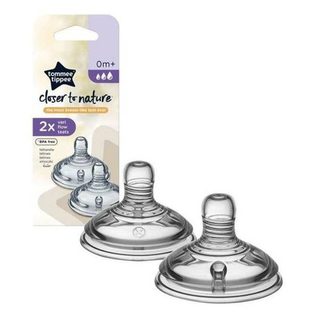 Tommee Tippee Smoczek Silikonowy Do Butelki 2szt. 0+ Wolny Przepływ
