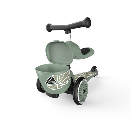 Scootandride Highwaykick 1 Lifestyle 2w1 Jeżdzik i Hulajnoga Trójkołowa z Zamykanym Schowkiem 1-5 lat Green Lines