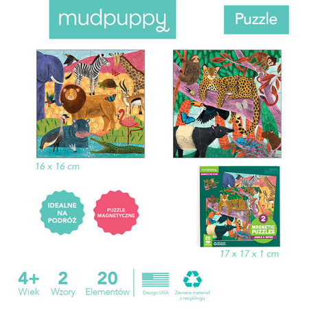 Mudpuppy Puzzle magnetyczne 2w1 Safari & dżungla 20 elementów 4+