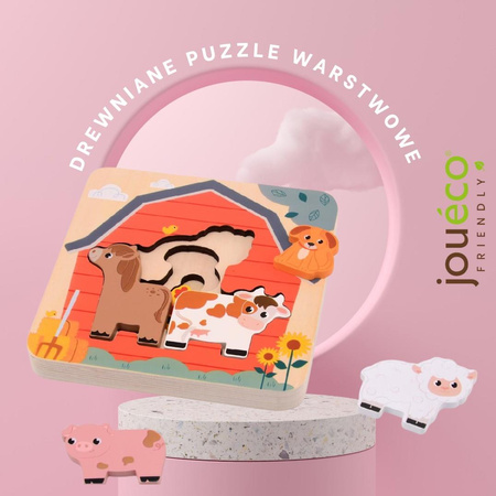 Joueco Drewniane puzzle warstwowe FARMA