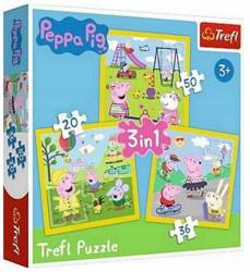 TREFL Puzzle 3w1 Świnka Peppa Wesoły dzień Peppy
