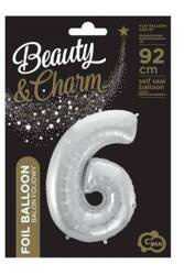 Godan Balon Foliowy Cyfra 6 Srebrny 85 Cm