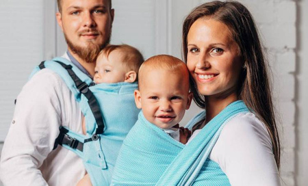 LennyLamb Moja Druga Chusta Do Noszenia Dzieci, Tkana Splotem Jodełkowym  M Mała Jodełka Turkusowy