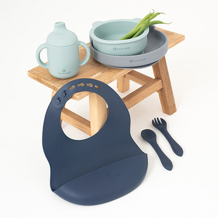 Olmitos Zestaw obiadowy silikonowy 7-elem. niebieski