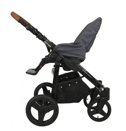 Kunert Rotax Wózek Głęboko-Spacerowy Szary Len + Pomarańcz Czarna Rama Koła Żelowe