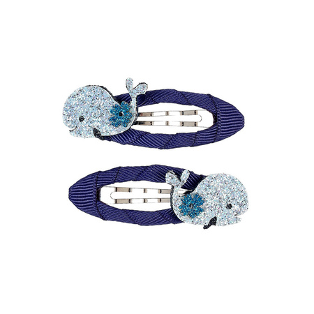 Souza! Spinki do włosów owinięte wstążką z brokatowymi wielorybami Verle 2 szt.