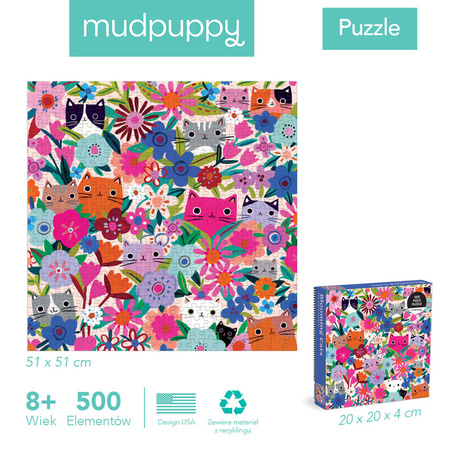 Mudpuppy Puzzle rodzinne Kwitnące kotki 500 elementów 8+