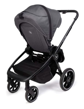 Muuvo Quick 3.0 Wózek Głęboko-Spacerowy Black Chrome z Gondolą XL Zestaw 2w1 Steel Grey