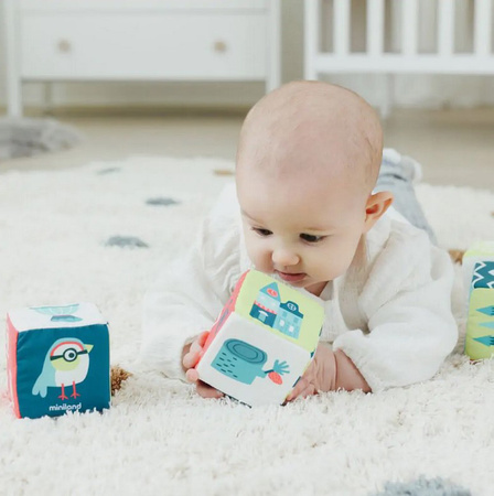 Miniland Zestaw Miękkich Kostek - Grzechotek