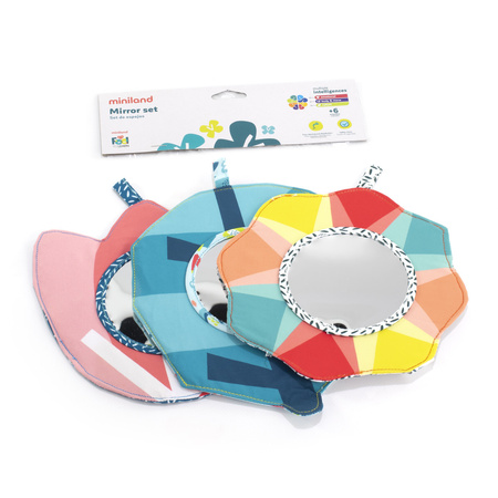 Miniland Zestaw 3 Lusterek Sensorycznych - Liść, Tulipan, Kwiatek
