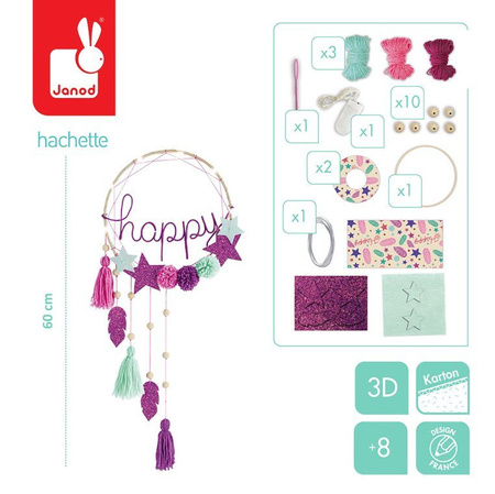 Janod Zestaw kreatywny Łapacz snów z podświetleniem ledowym Happy 8+