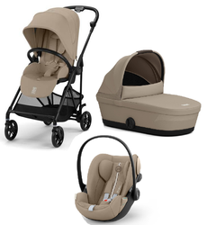 Cybex Melio Carbon Wózek Glęboko-Spacerowy Almond Beige + Cybex Cloud G I - Size Fotelik Samochodowy Almond Beige Plus 0-13kg