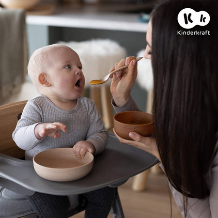 Kinderkraft Livy Krzesełko Do Karmienia + Calmee Bujaczek Brązowy Oak