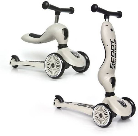 Scootandride Highwaykick 1 Jeździk i Hulajnoga 2w1 1-5 lat + Scootandride Kask Dla Dzieci S-M Ash