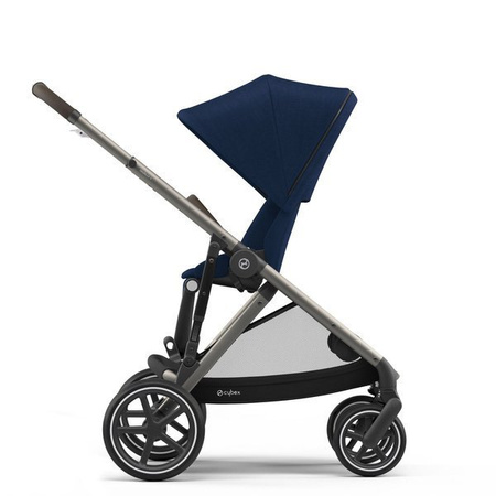 Cybex Gazelle S Wózek Bliźniaczy Rok po Roku + Cybex Aton M I-Size & SensorSafe 0-13 kg RWF + Adaptery  Navy Blue rama Taupe