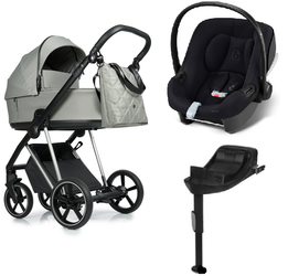 Roan Ivi 2.0 Wózek Głęboko-Spacerowy Rama Light Chrome Tea Leaf + Cybex Aton B2 i-Size Fotelik Samochodowy 0-13kg + Baza One Volcano Black