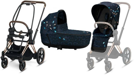 Cybex e-Priam 4.0 Wózek Głęboko-Spacerowy Rama + Tapicerka + Gondola 2w1 Jewels of Nature