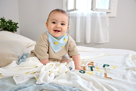 Lassig Bambusowa pieluszka otulacz Zestaw 3 szt. 80x80cm Happy Fruits lemon