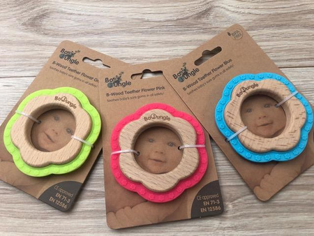 Bo Jungle Gryzak drewniano-silikonowy Flower Green