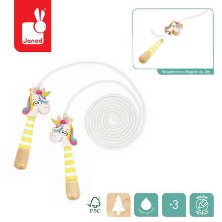 Janod Skakanka z drewnianymi rączkami Jednorożec Applepop 3+