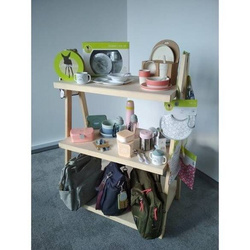 POS marketing LASSIG - Regał drewniany wolnostojący niski, wys. 118 cm, szer. 85 cm, gł. 60 cm.