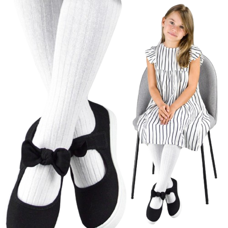 Noviti Rajstopy Bawełniane Prążek Białe 92-98