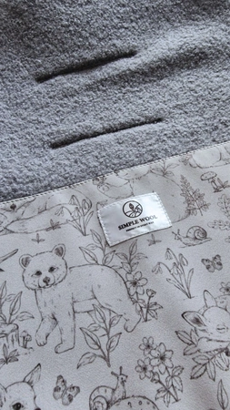 Simple Wool Extra Merry Wkładka Termoaktywna Antypotowa Do Wózka Szare Leśne Zwierzęta