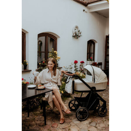 Roan Ivi 2.0 Wózek Głęboko-Spacerowy Rama Rose Gold Mocca + Cybex Aton B2 i-Size Fotelik Samochodowy 0-13kg + Baza One Volcano Black