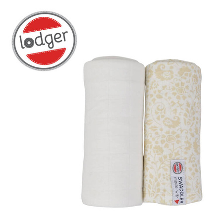 Lodger Wielofunkcyjne muślinowe otulacze Zestaw 2 szt. 120 x 120 cm Flower Tribe Cloud Dancer