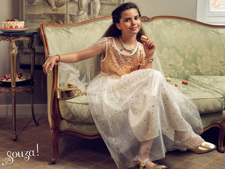 Souza! Sukienka wizytowa tiulowa z rękawami Dorianne 5-7 lat