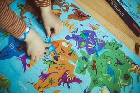 Mudpuppy Puzzle Świat Dinozaurów Z Elementami W Kształcie Dinozaurów 80 Elementów 5+